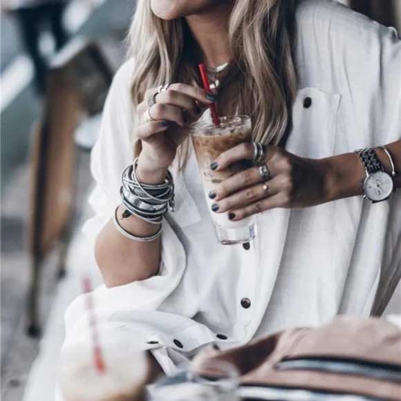 Bohemian Button Down Shirt casual Dress - Picture 3 of 6